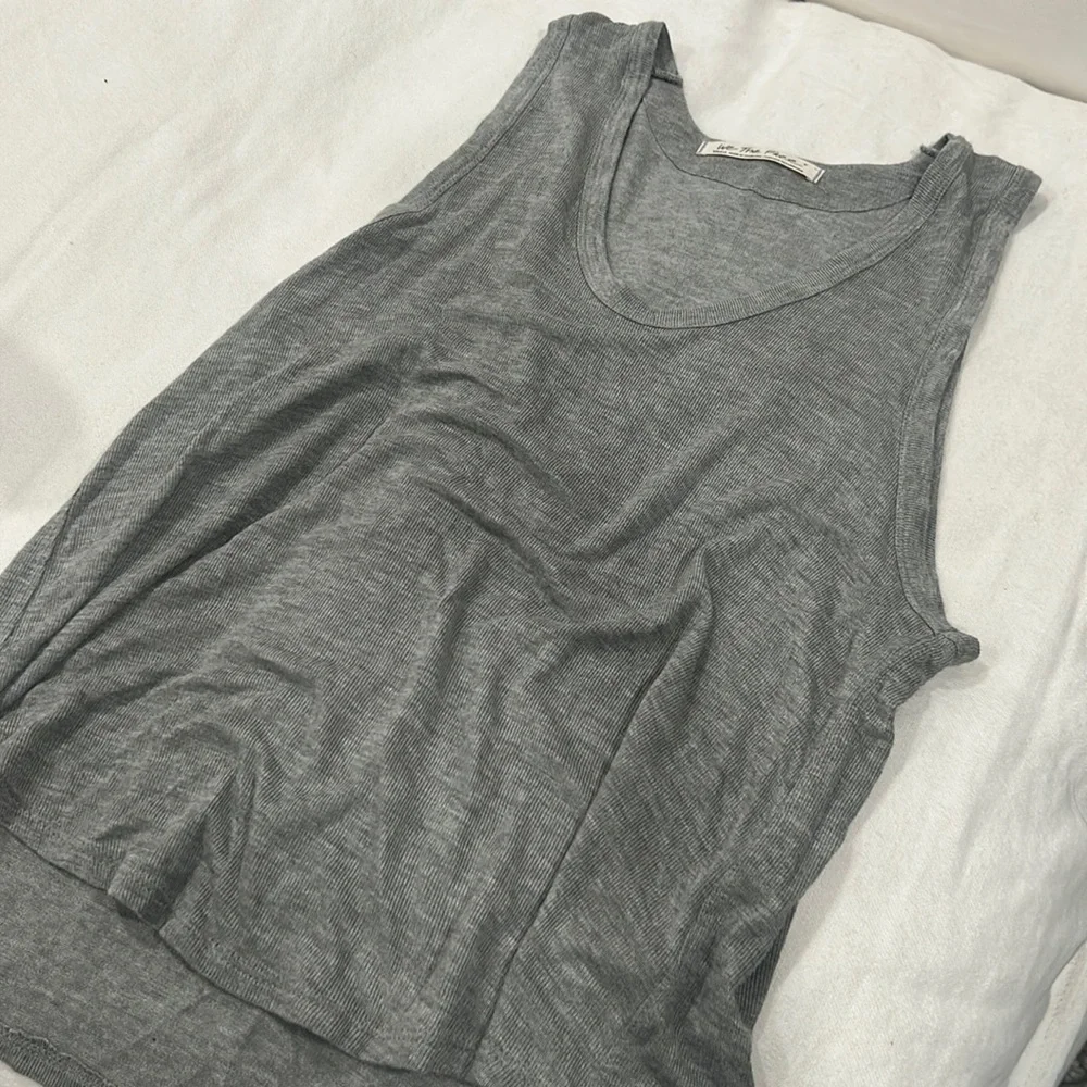 Free People Grey Flowy‎ Ribbed Tank